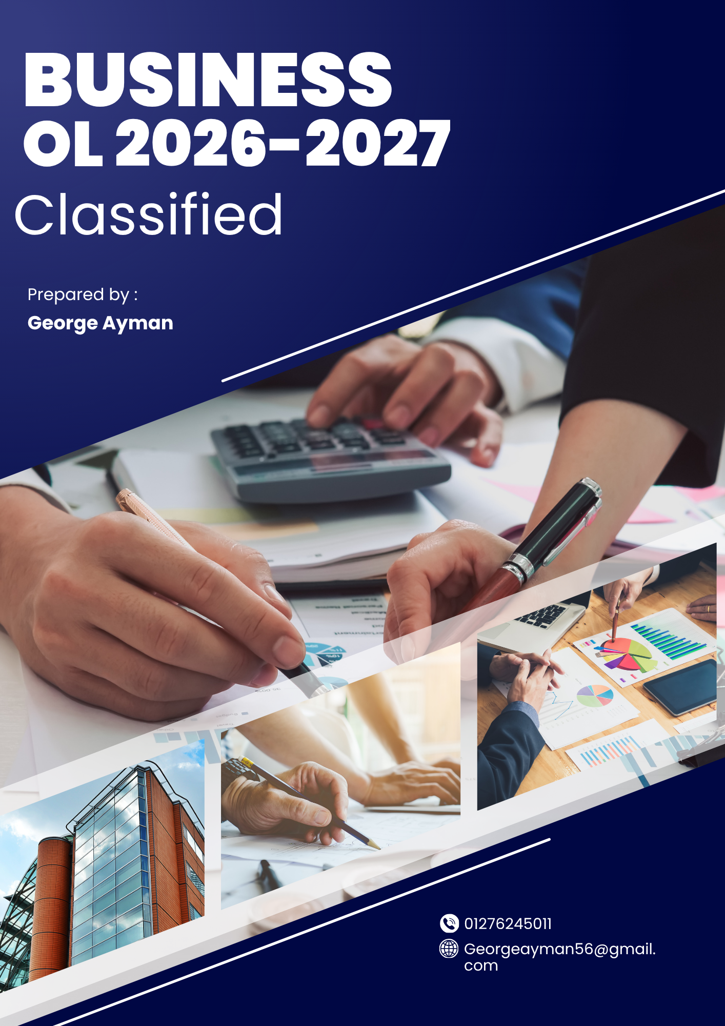 Business OL 2026–2027 Classified past paper questions cover, prepared by George Ayman
